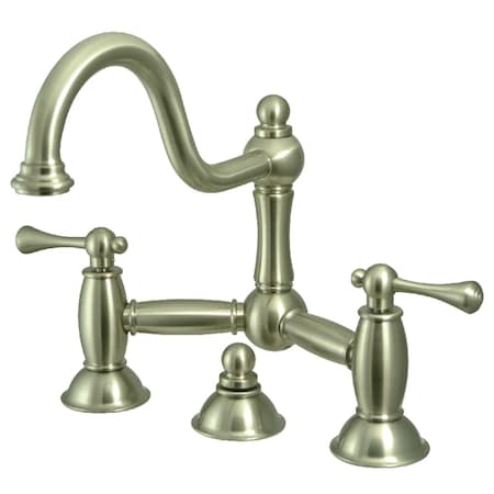 Kingston Brass KS3918BL Restoration Bathroom Bridge Faucet, Brushed Nickel KS3918BL